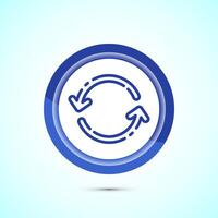 Sync processing icon design, Synchronization or reset icon, Reload sign, Blue color button design vector
