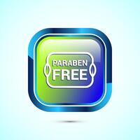 Paraben free icon, suitable for product label. Glossy square button design vector