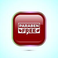 Paraben free icon, suitable for product label. Red color square button design vector
