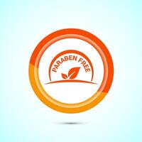 Paraben free icon, suitable for product label. Orange color button design vector