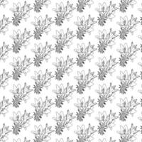 A branch of lily with three flowers. Doodle style. Seamless pattern. vector