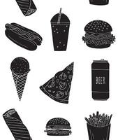 Seamless pattern of fast food vector