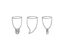 Set bundle of hand drawn doodle sketch menstrual cup isolated on white background vector
