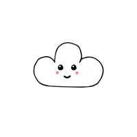 Hand drawn doodle sketch cloud with face vector