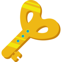 A yellow key with blue dots icon isolated png