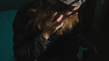 Anxious woman trying to get through on mobile phone. Broken heart, separation concept. video