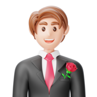 A man in a suit and tie holding a rose png