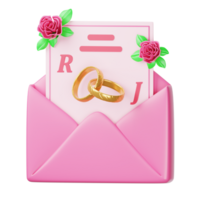 An envelope with two wedding rings and a note png