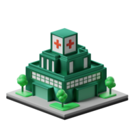 A green building with a red cross on it png