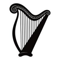 a black and white illustration of a harp. vector