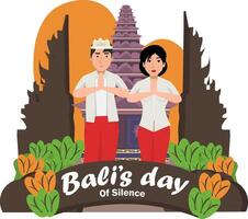 illustration design of Happy Galungan and Kuningan Day with two women and a woman vector