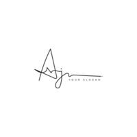 Aj initial signature logo design vector