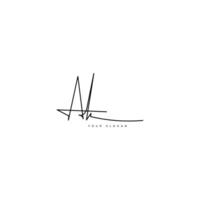 Ak initial signature logo design vector