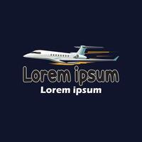 Luxury Private Jet Logo Design with Speed Effect on Dark Background vector