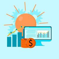 Income graph. graph growth illustration. vector