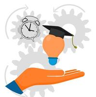 Hand with light bulb. Creative idea flat style illustration. Concept of good idea and success. vector