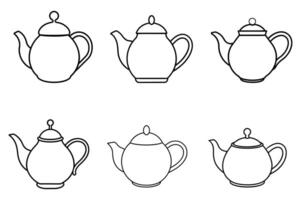 Six Teapot Outline Templates for Design Inspiration vector