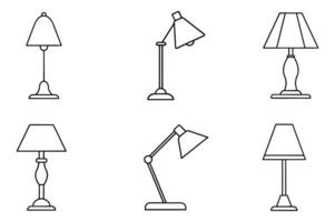 Simple Line Art Table and Desk Lamps vector