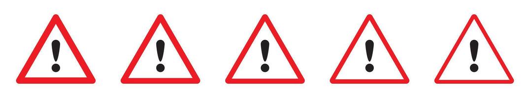 Red triangular warning icon with an exclamation mark on a white background. Danger warning sign. vector