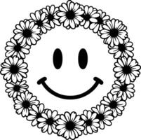 Smiling Face with Daisy Floral Wreath vector
