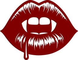 Dripping Vampire Lips with Fangs and Blood vector