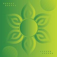 Modern Flowers pattern of abstract shapes creates an ornament around a colorful flower. Ornament on a green, gradient background background. vector