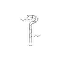 crowbar line icon in continuous line style. line art, one continuous line, simple, hand drawn and sketch concept. for icons, symbols, signs or logos vector