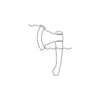 axe line icon in continuous line style. line art, one continuous line, simple, hand drawn and sketch concept. for icons, symbols, signs or logos vector