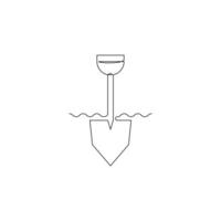 shovel line icon in continuous line style. line art, one continuous line, simple, hand drawn and sketch concept. for icons, symbols, signs or logos vector