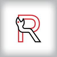 Ouroboros infinity letter R logo design. Self-eating snake linear design for companies. Traditional reptile template vector