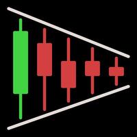 Candlestick Chart in Triangle Margin Trading colored icon or symbol vector