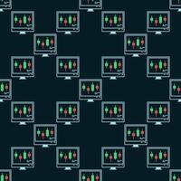 Candlestick Chart on PC Screen Crypto Investment colored seamless pattern vector