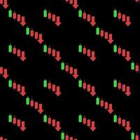 Downtrend Candlestick Pattern Cryptocurrency Analytics colored seamless pattern vector