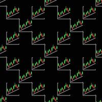 Trend Line and Candlestick Chart Crypto Trading colored seamless pattern vector