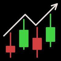 Arrow with Candlestick Chart Technical Analysis colored icon or design element vector