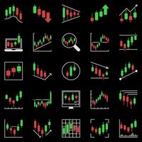 Candlestick Pattern or Chart icons set. Crypto Investment and Margin Trading creative symbols vector