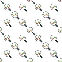 Magnifier with Candlestick Chart Successful Stock Market Investing seamless pattern vector