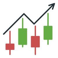 Candlestick Chart with Arrow Technical Analysis icon or symbol vector