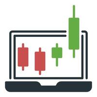 Laptop Screen with Candlestick Pattern Margin Trading icon or symbol vector