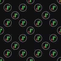 Circle with Candlestick Chart inside Analytics colored seamless pattern vector