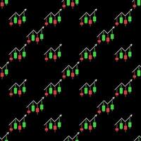 Arrow with Candlestick Chart Technical Analysis colored seamless pattern vector