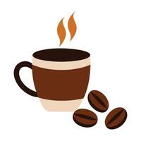 coffee cup and beans on white background vector