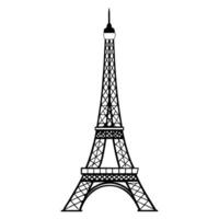 the Eiffel tower is shown in black and white background. vector