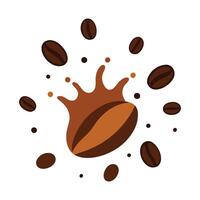 coffee beans and coffee splash llustration vector