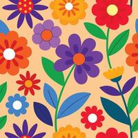 a colorful pattern with flowers and leaves. vector