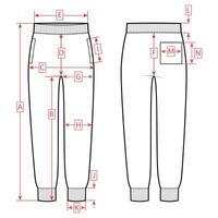 Elastic waist pants, size chart vector