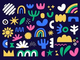 Abstract bold doodle shapes collection. Modern geometric doodles element set in hand drawn style vector