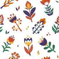 Abstract decorative geometric flowers seamless pattern, background. Set of illustrations in hand drawn style vector