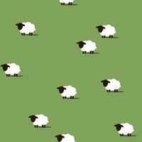 Cute simple naive rustic sheep, minimalistic seamless pattern, background. vector