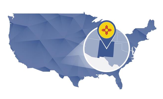New Mexico State magnified on United States map.